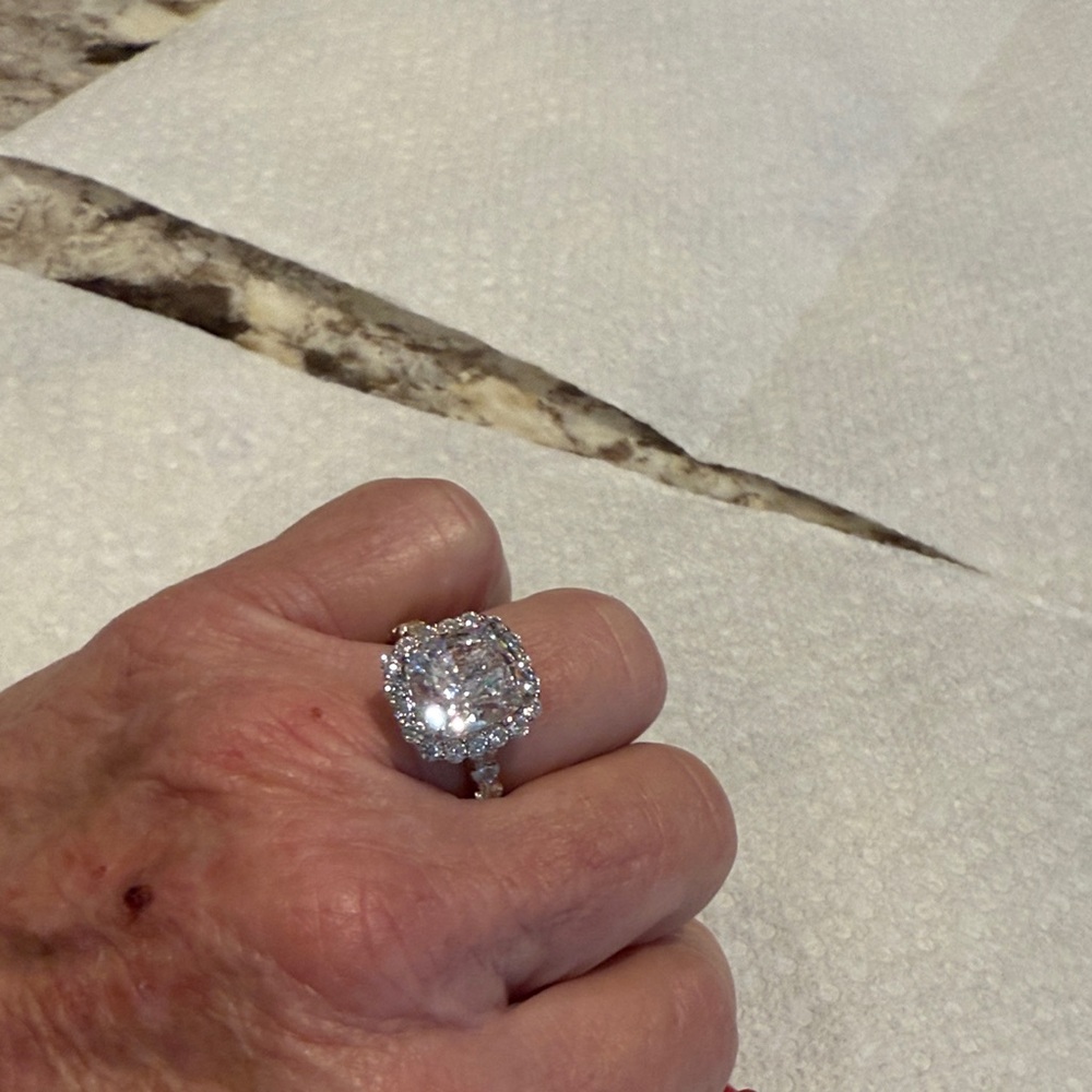 Elegant Silver Halo Ring, size 8